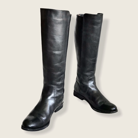 Frye Melissa Stud Black BackZip Tall Leather Boots - Picture 14 of 16